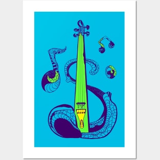 Neon Green String Violin Posters and Art